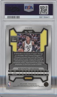 Keyonte George from the 2023-24 Panini Prizm set featuring a Silver Prizm  parallel graded by PSA and given an overall grade of 10.