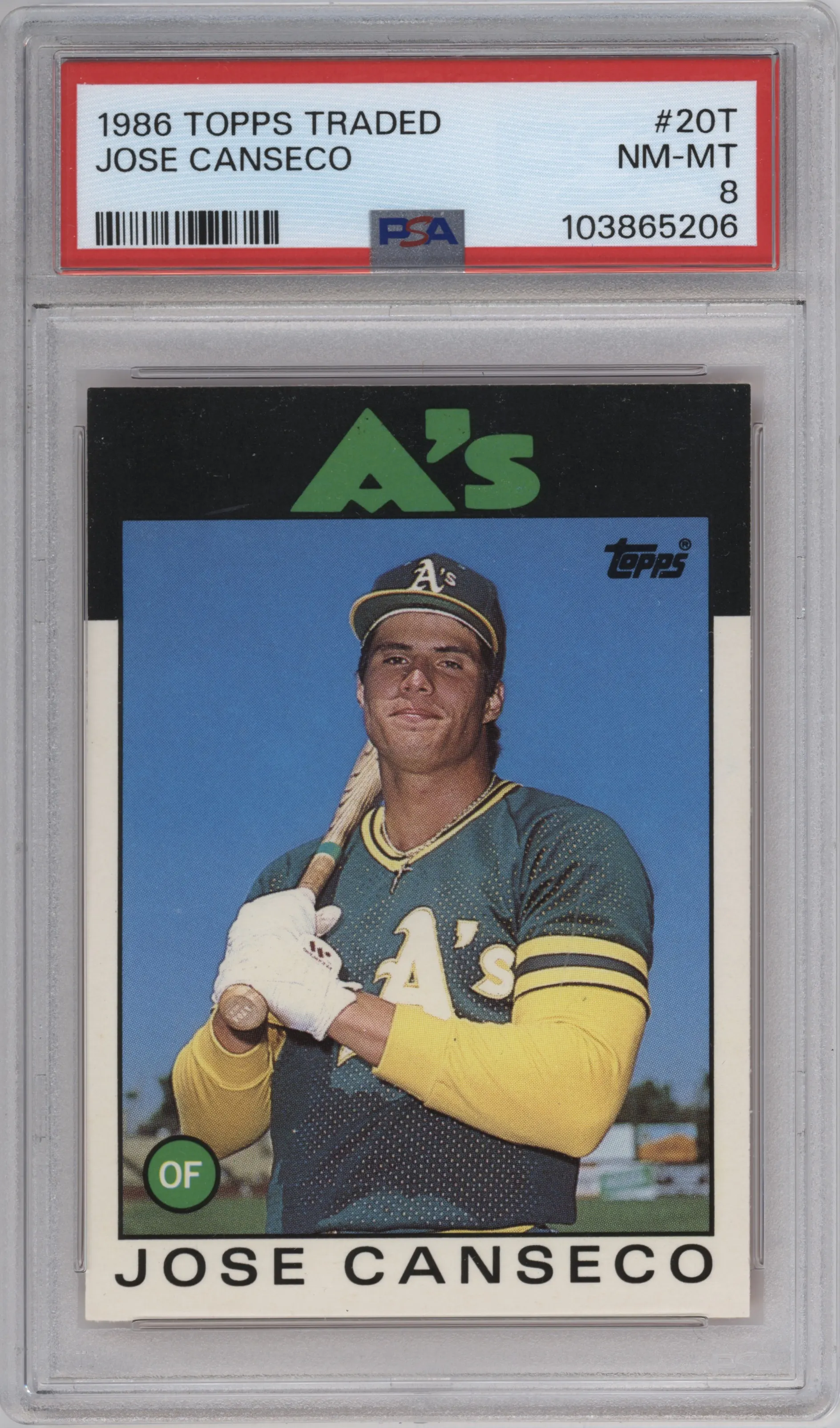 1986 Topps Traded Jose Canseco #20T PSA 8