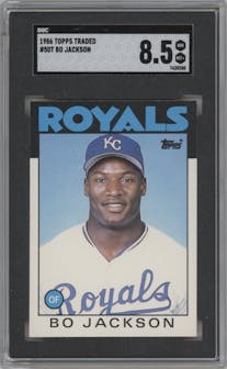 Bo Jackson from the 1986 Topps Traded set graded by SGC and given an overall grade of 8.5.