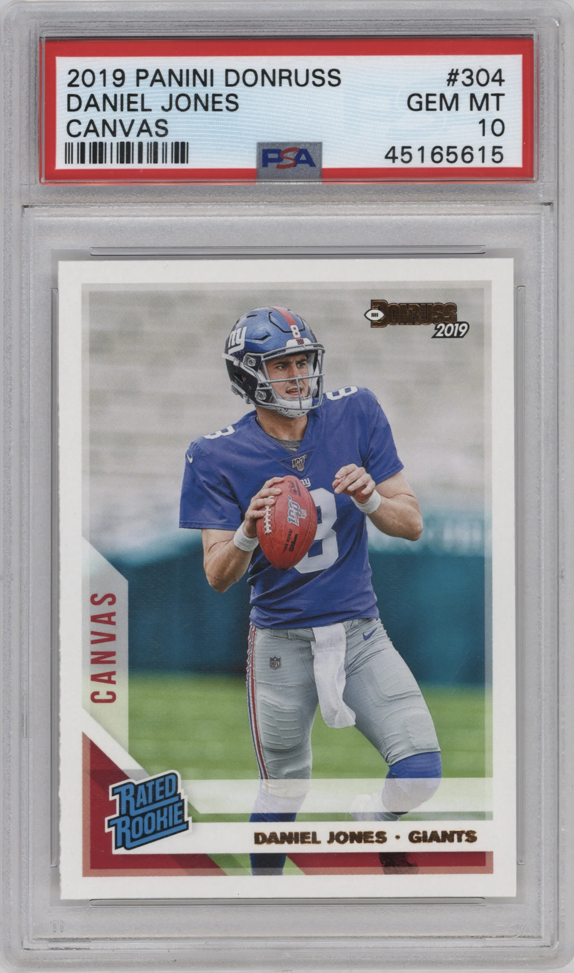2019 Panini Donruss Rated Rookies Canvas Daniel Jones #304 PSA 10