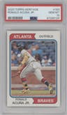 Ronald Acuna Jr. from the 2023 Topps Heritage set graded by PSA and given an overall grade of 10.