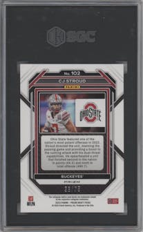 CJ Stroud from the 2023 Panini Prizm Draft Picks set featuring a Purple Prizm parallel graded by SGC and given an overall grade of 10.