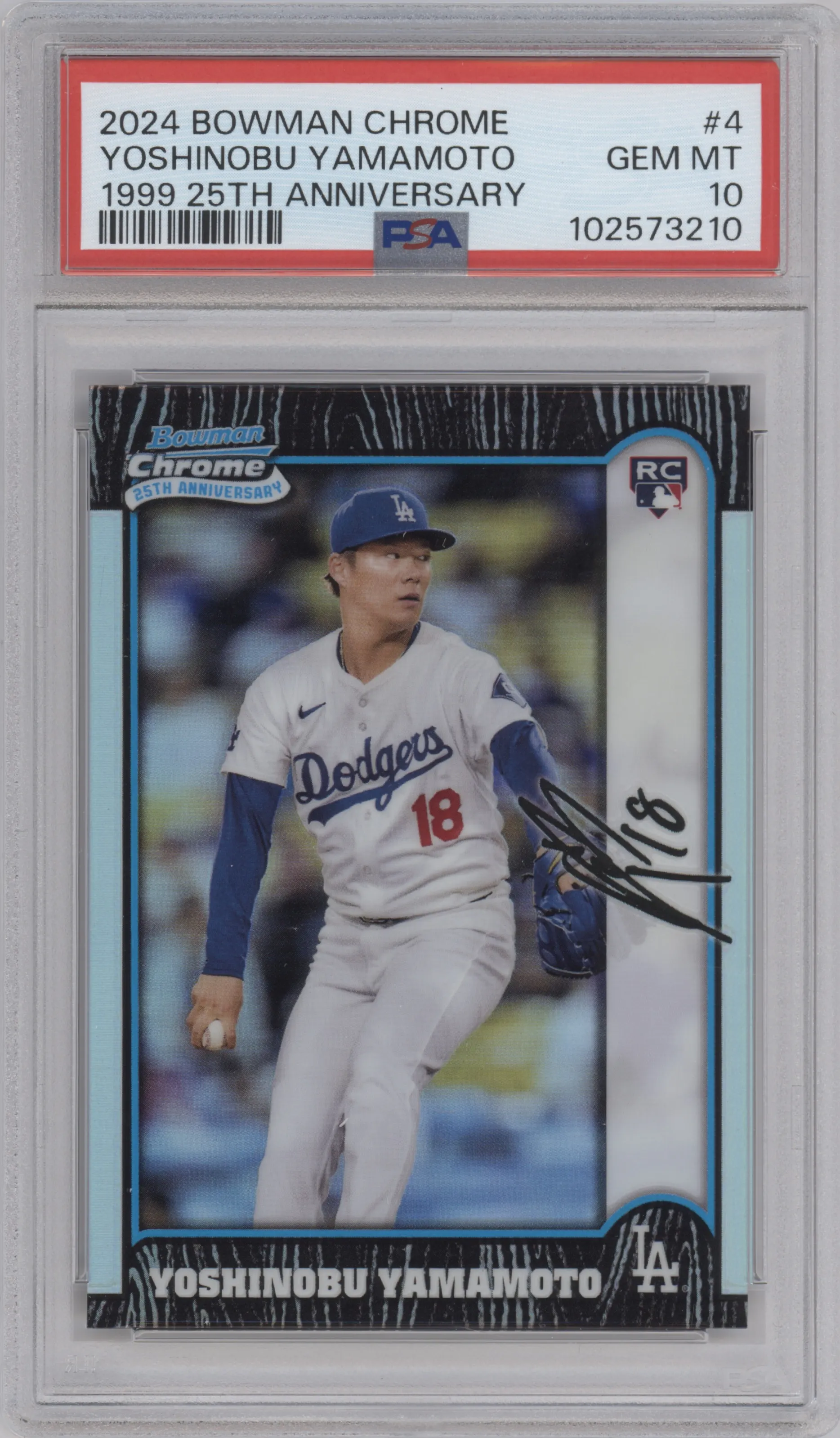2024 Bowman Chrome 1999 BC 25th Anniv. Yoshinobu Yamamoto PSA 10