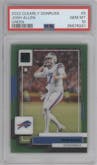 Josh Allen from the 2022 Clearly Donruss set featuring a Green parallel graded by PSA and given an overall grade of 10.