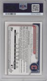 Travis Bazzana from the 2024 Bowman Draft Sapphire Edition set featuring a Gold parallel graded by PSA and given an overall grade of 10.