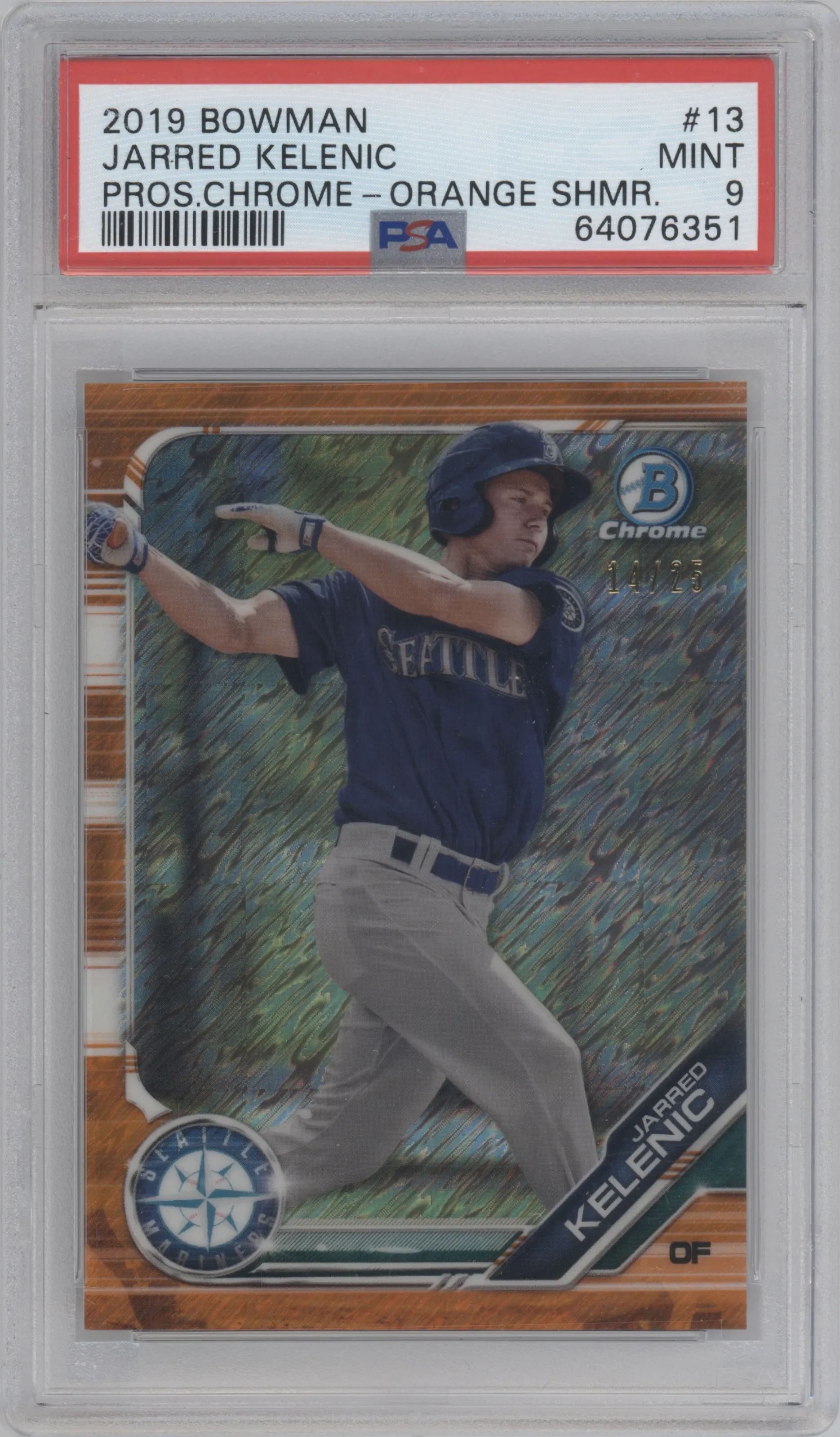 2019 Bowman Chr.Pros. Jarred Kelenic Orange Shimmer PSA 9