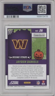 Jayden Daniels from the 2024 Score-a-Treat set featuring a Bats parallel graded by PSA and given an overall grade of 10.