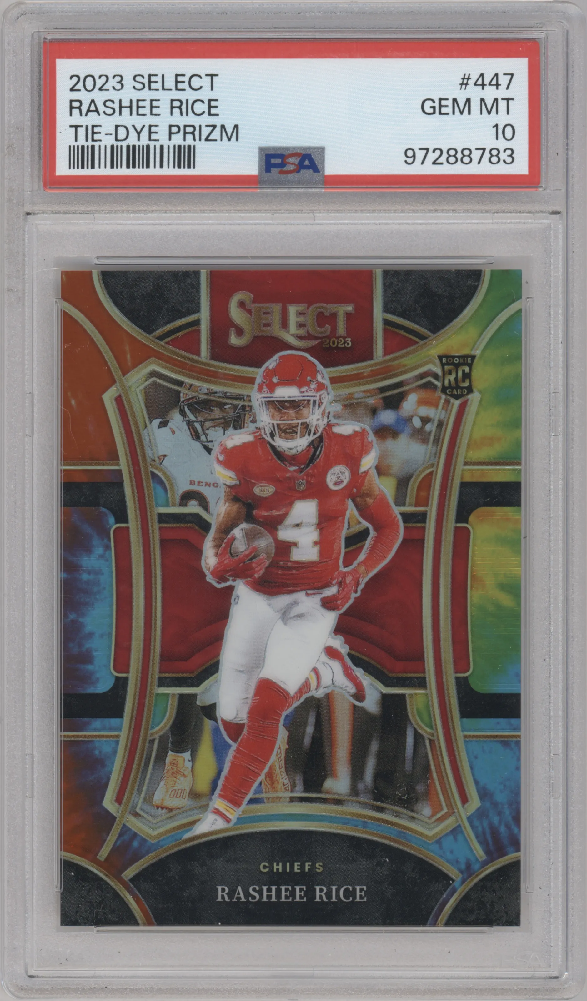 2023 Panini Select Suite Lvl. Rashee Rice Tie-Dye #447 PSA 10