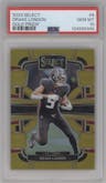Drake London from the 2023 Panini Select set featuring a Gold Prizm parallel graded by PSA and given an overall grade of 10.