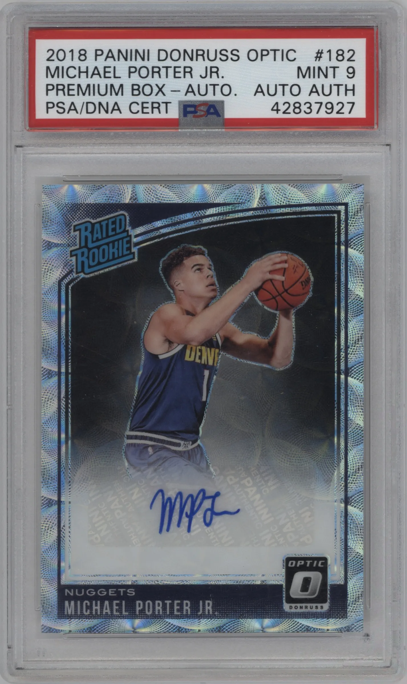 2018 Panini Donruss Optic Rtd.Rke.Sig. Michael Porter Jr. Premium Box Set #182 PSA 9