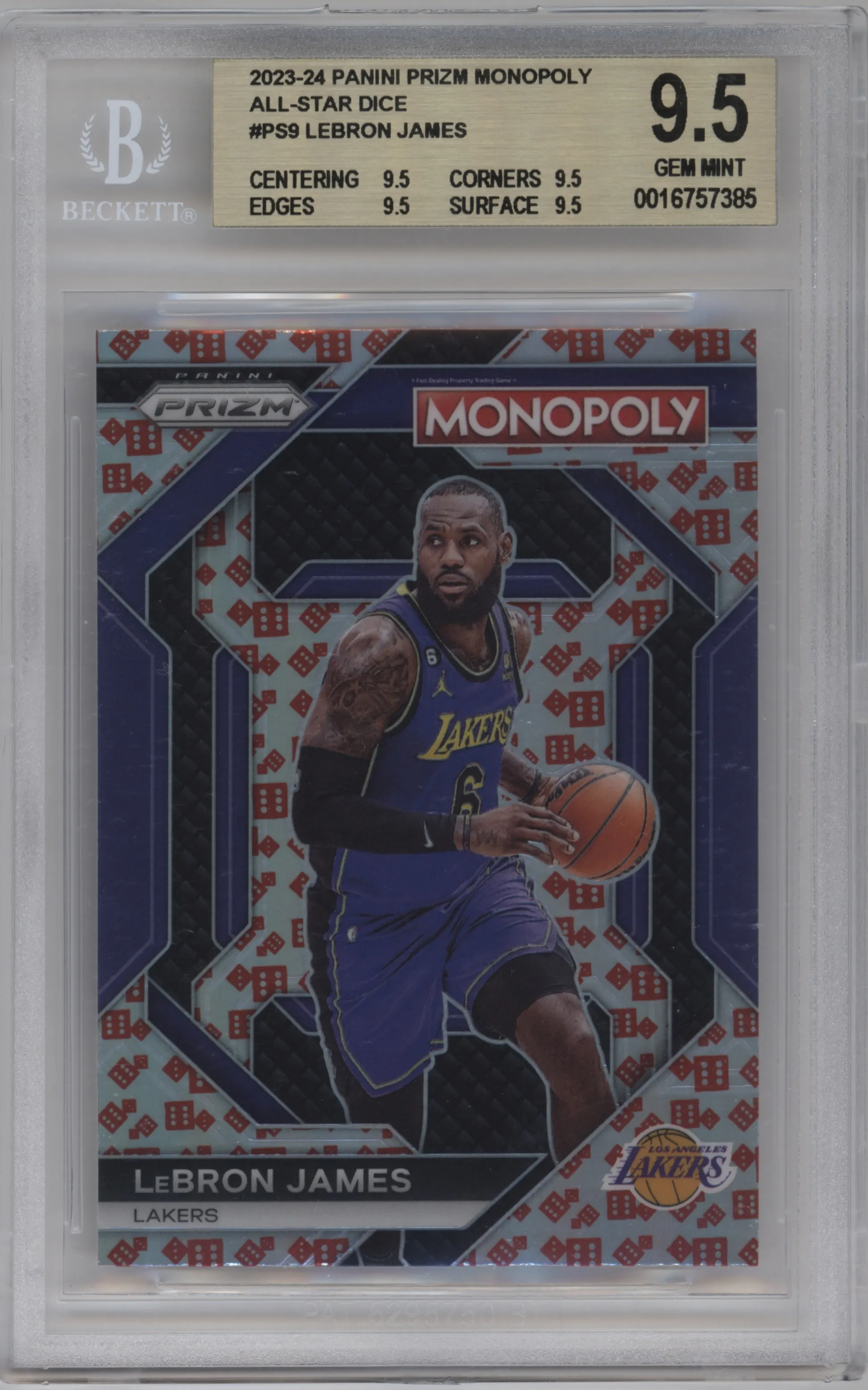 2023 Panini Prizm Monopoly All-Star LeBron James Dice #PS9 BGS 9.5