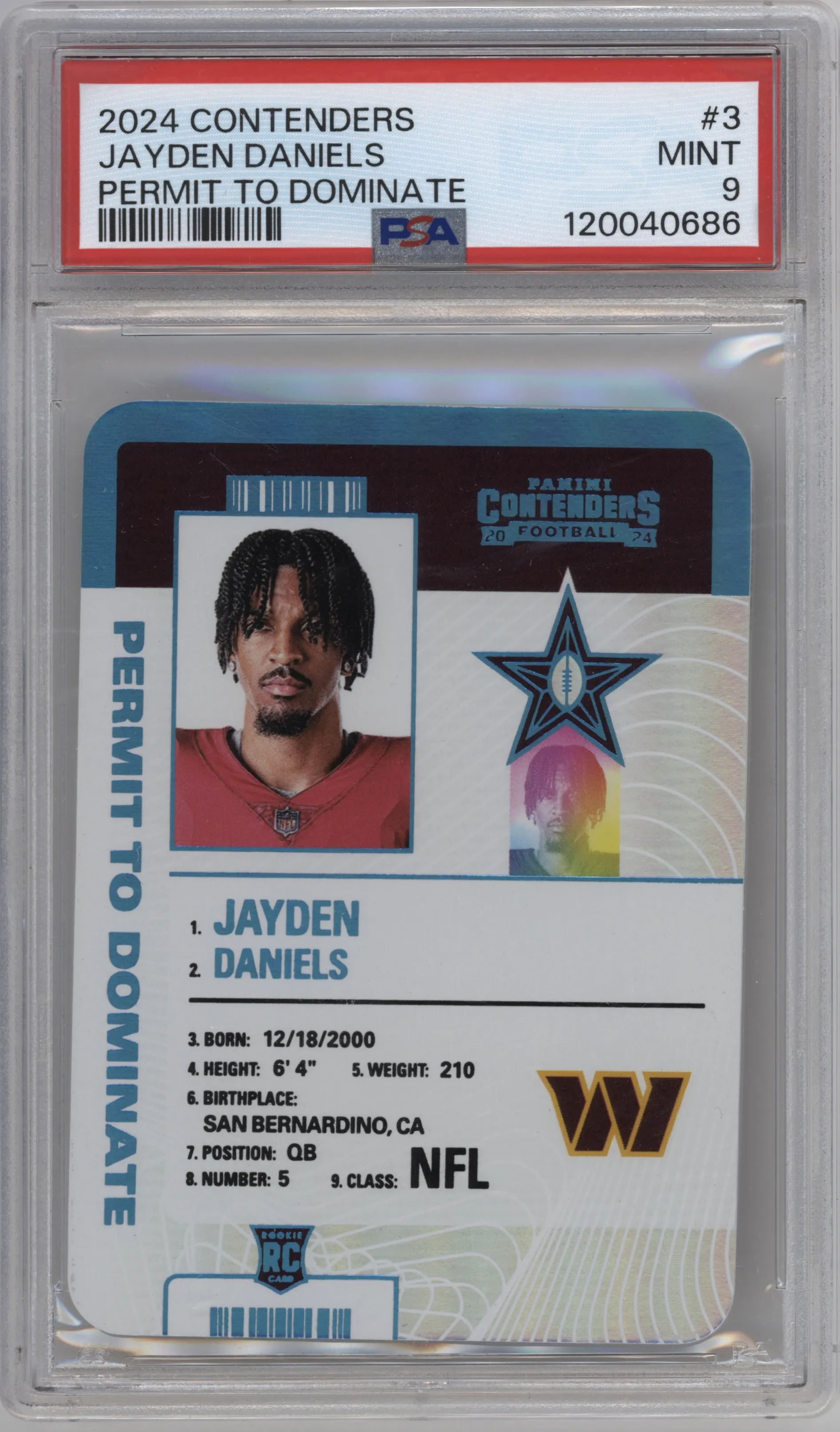 2024 Panini Contenders Permit to Dominate Jayden Daniels #3 PSA 9