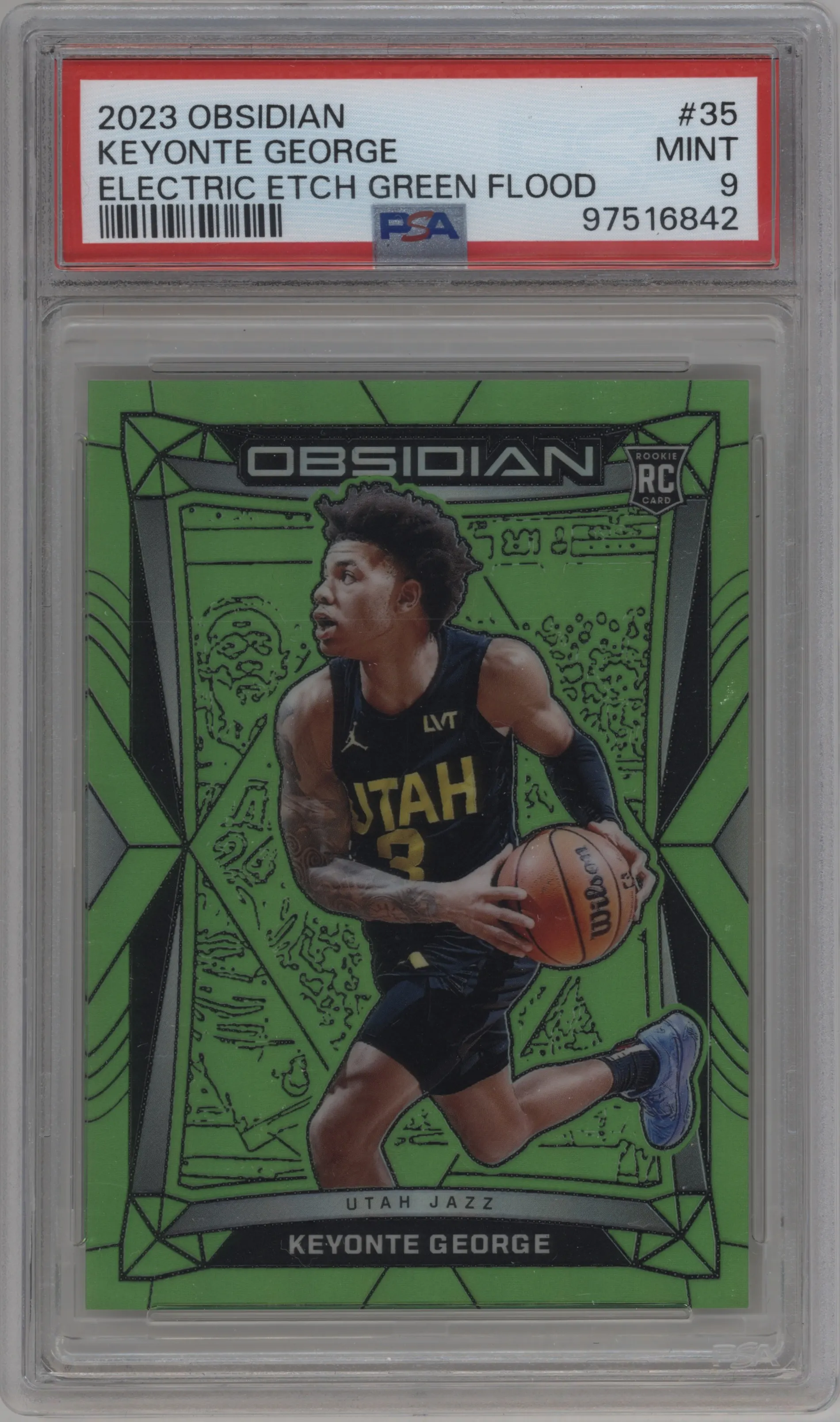 2023 Panini Obsidian Keyonte George Electric Etch Green Flood PSA 9