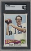 Roger Staubach from the 1975 Topps  set graded by SGC and given an overall grade of 8.