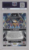 J.J. McCarthy from the 2024 Panini Prizm set featuring a Green Prizm parallel graded by PSA and given an overall grade of 10.