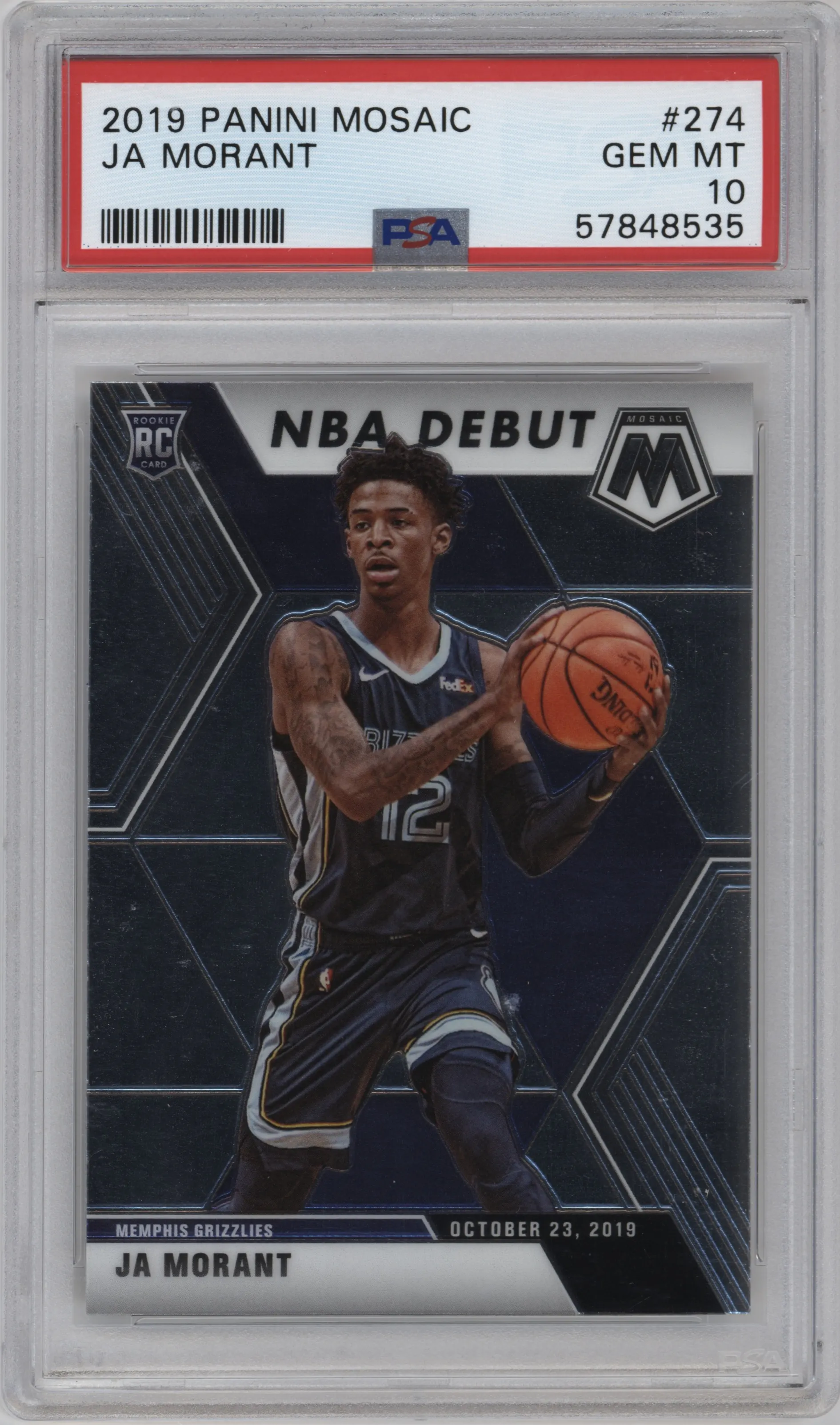 2019 Panini Mosaic Ja Morant #274 PSA 10