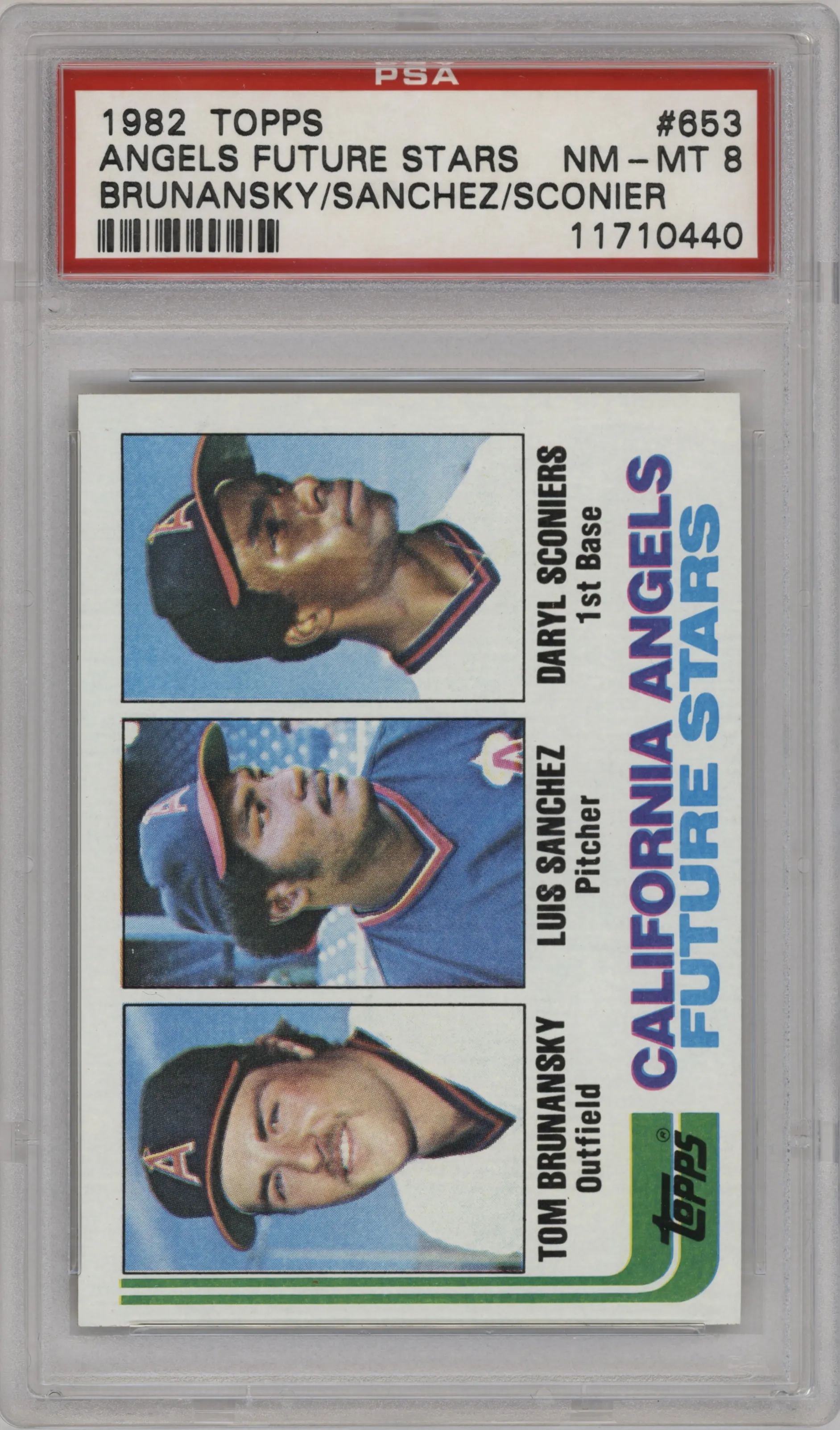 1982 Topps Tom Brunansky/Luis Sanchez/Daryl Sconiers #653 PSA 8