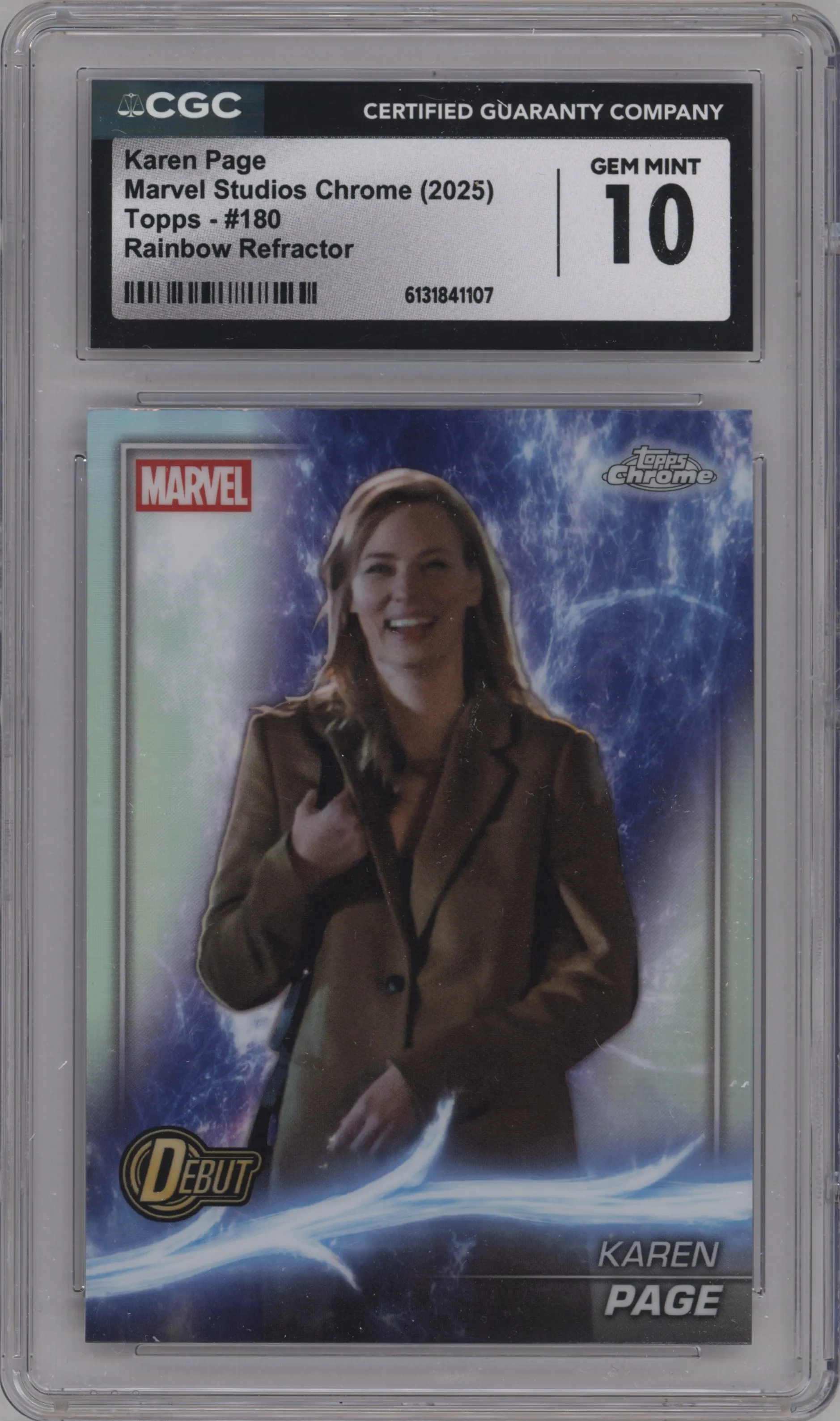 2025 Topps Chrome Marvel Studios Karen Page Rainbow Refractor #180 CGC 10