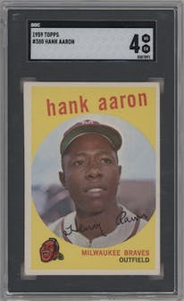Hank Aaron from the 1959 Topps set graded by SGC and given an overall grade of 4.