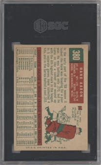 Hank Aaron from the 1959 Topps set graded by SGC and given an overall grade of 4.