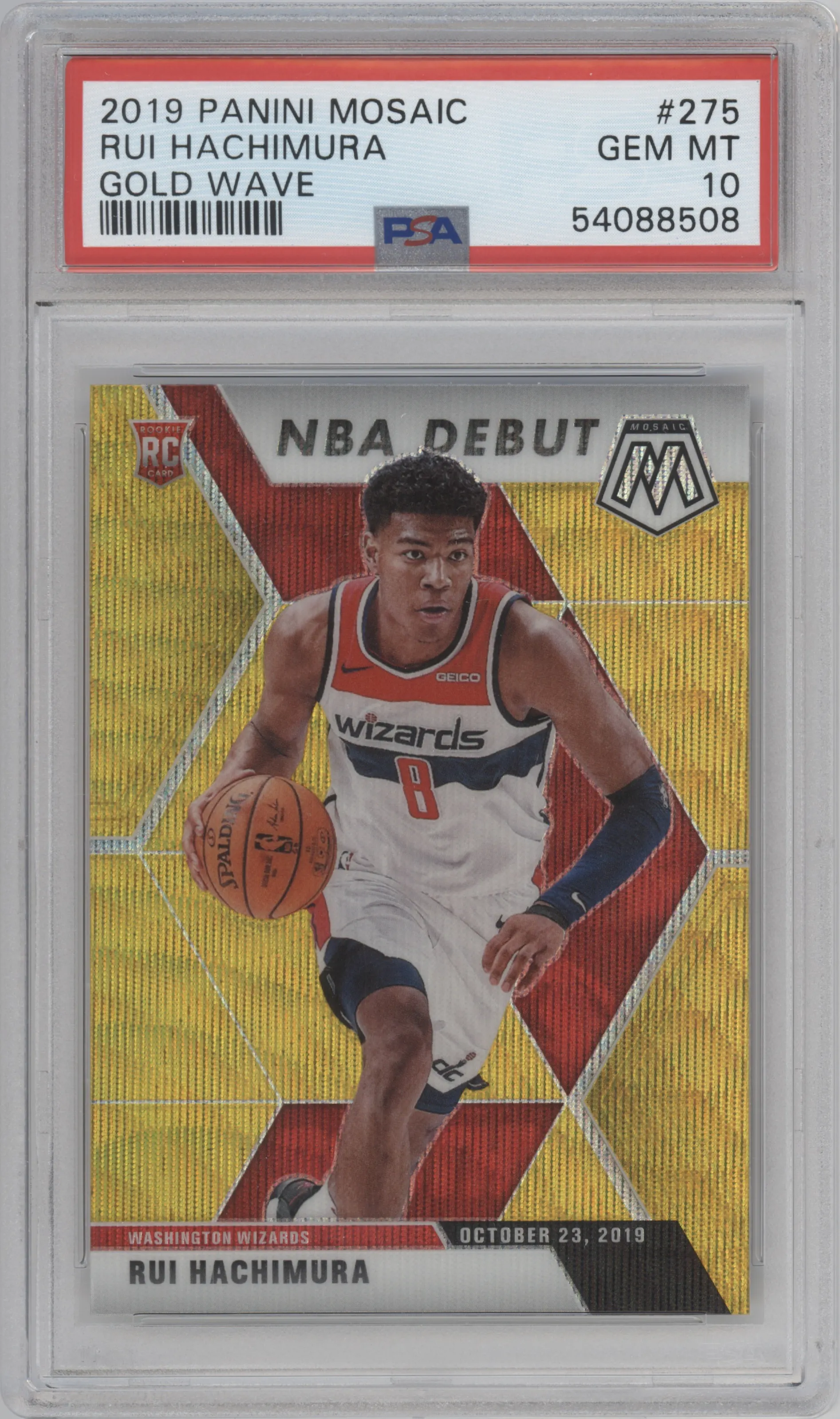 2019 Panini Mosaic Rui Hachimura Gold Wave PSA 10