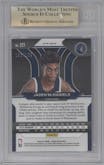 Jaden McDaniels from the 2020-21 Panini Prizm set featuring a Blue Prizm parallel graded by Beckett and given an overall grade of 9.5.
