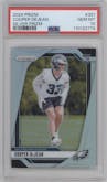 Cooper DeJean from the 2024 Panini Prizm set featuring a Silver Prizm parallel graded by PSA and given an overall grade of 10.