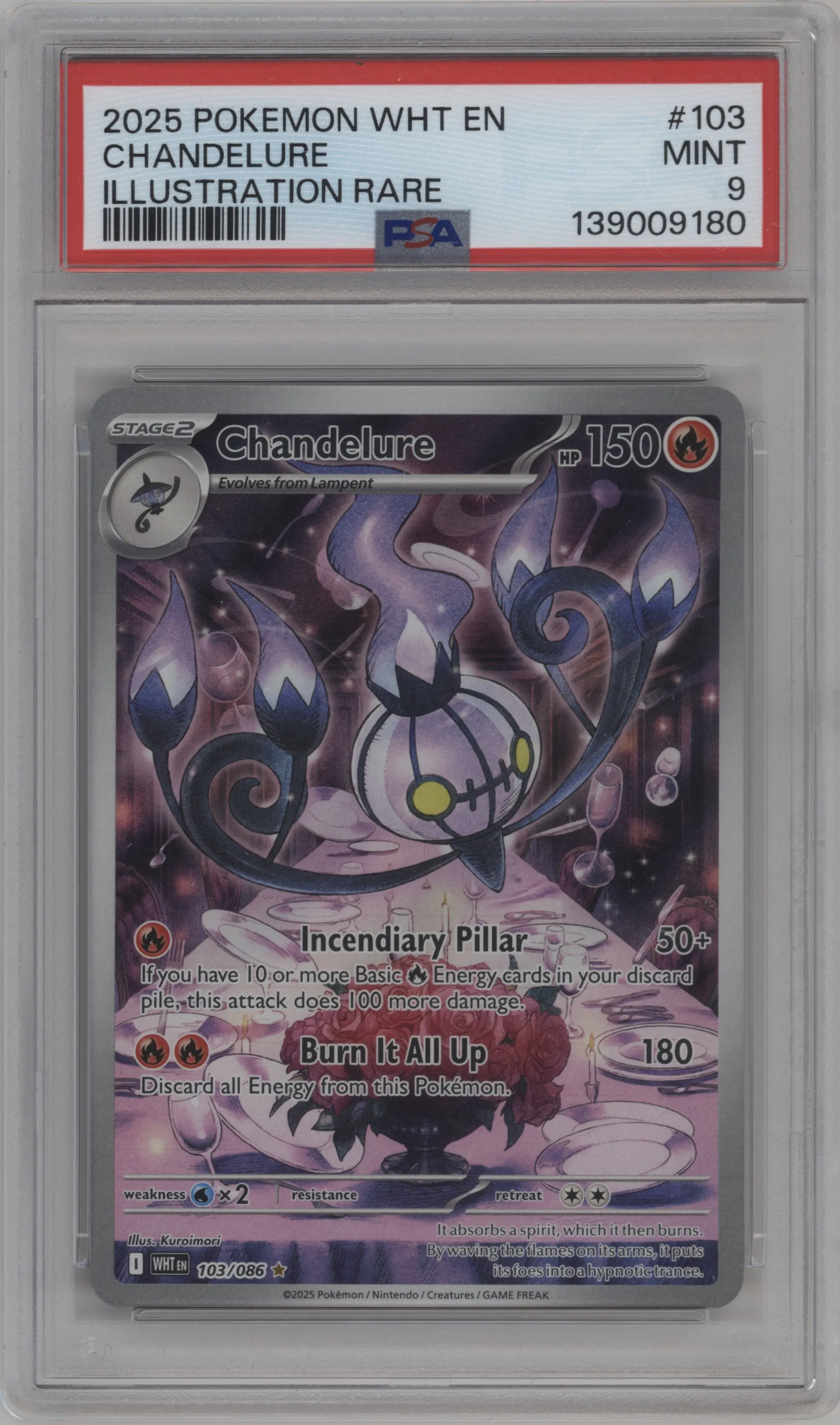 2025 Pokemon SV White Flare Chandelure #103 PSA 9