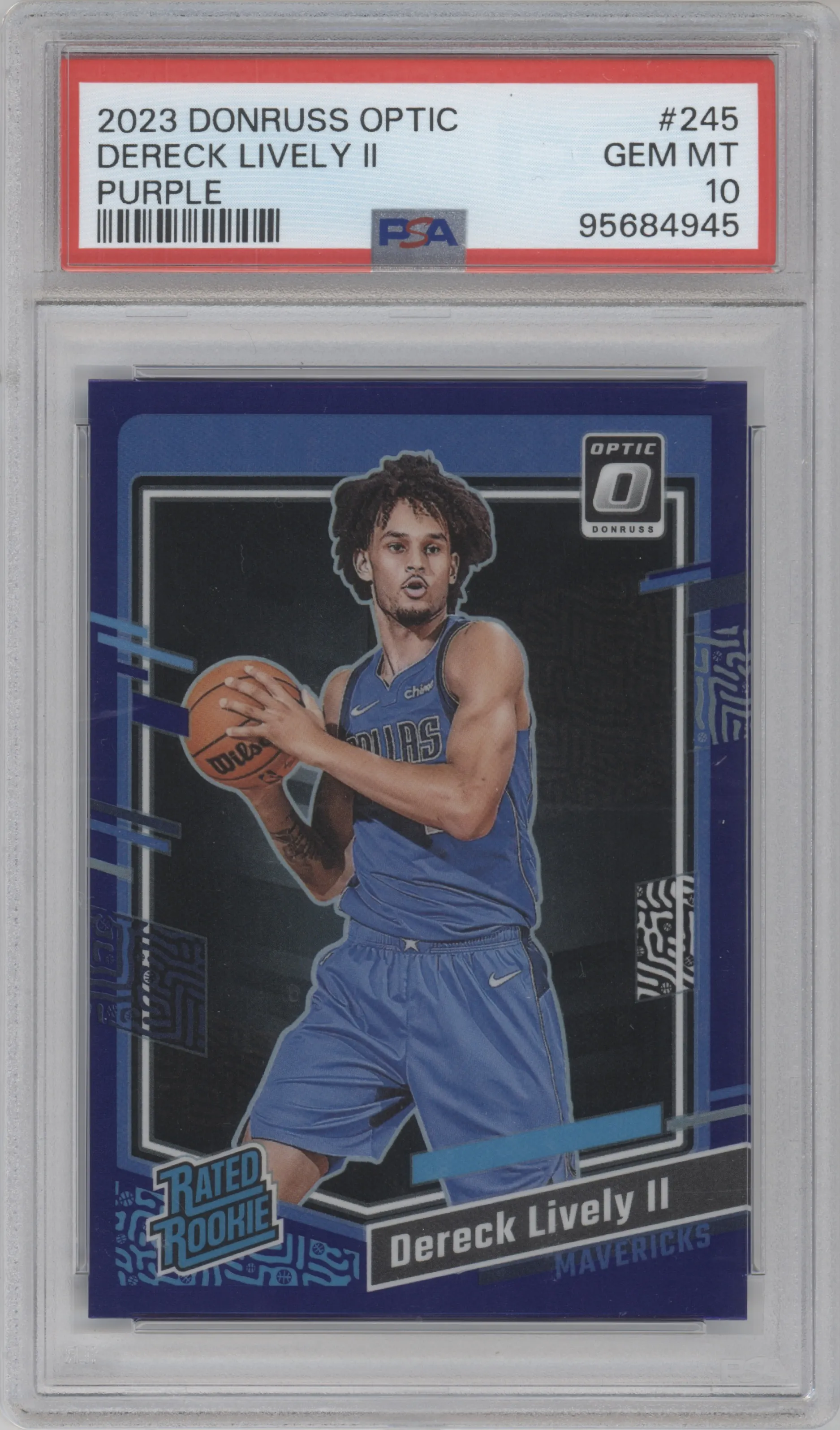 2023 Donruss Optic Rated Rookie Dereck Lively II Purple #245 PSA 10