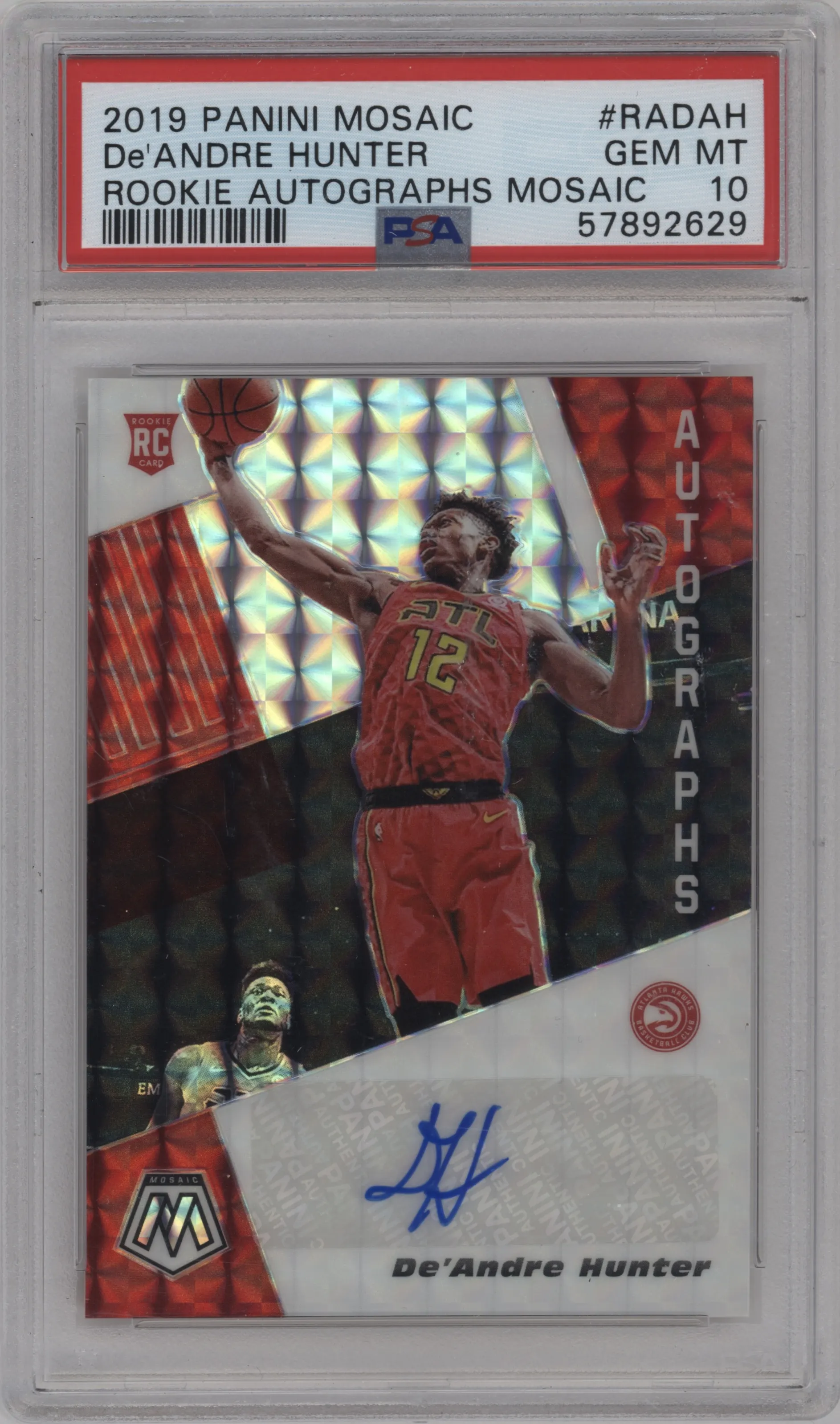 2019 Panini Mosaic Rke.Auto De'Andre Hunter #RA-DAH PSA 10