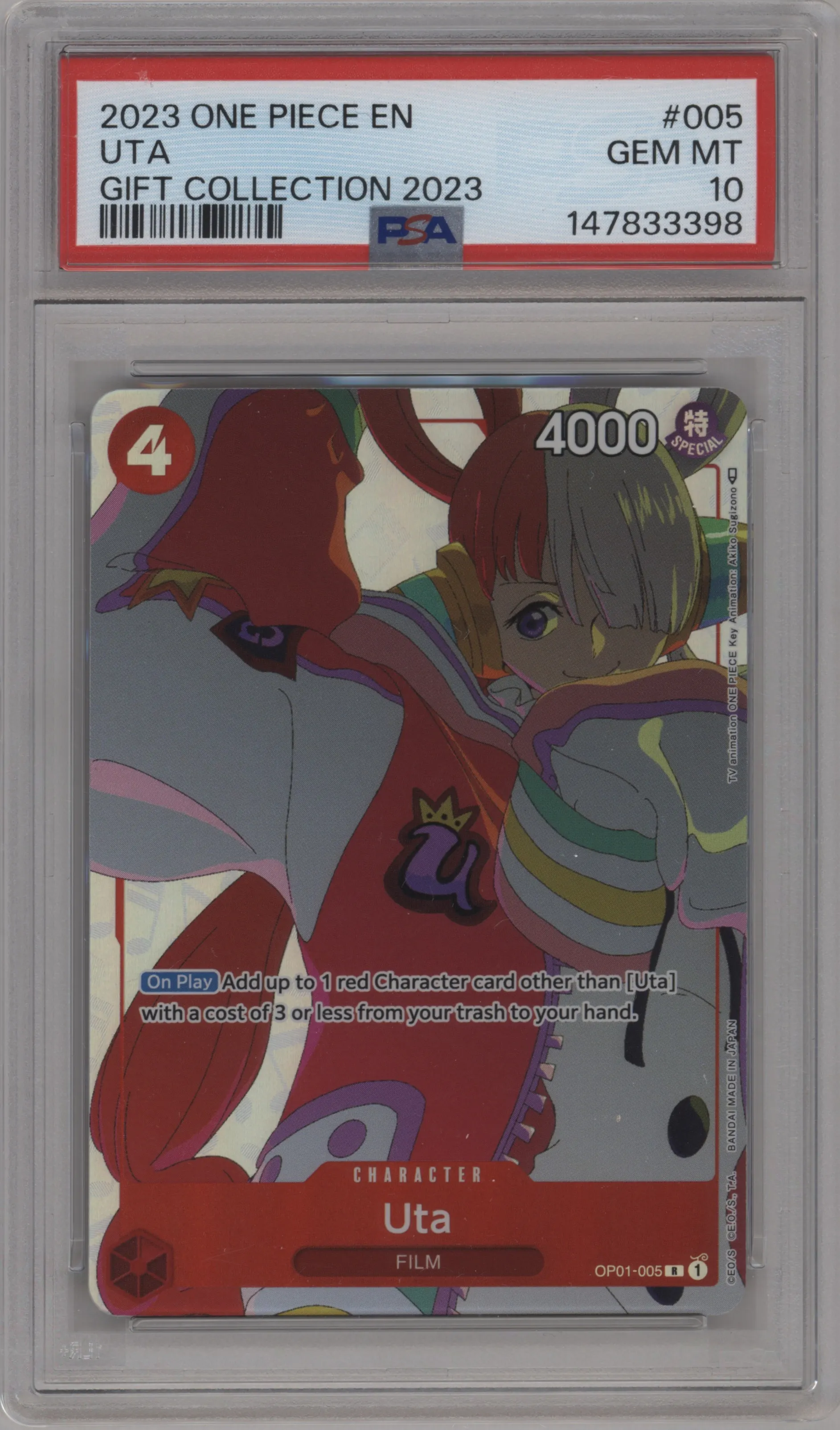 2023 One Piece Gift Collection 2023 Uta R #OP01-005 R PSA 10