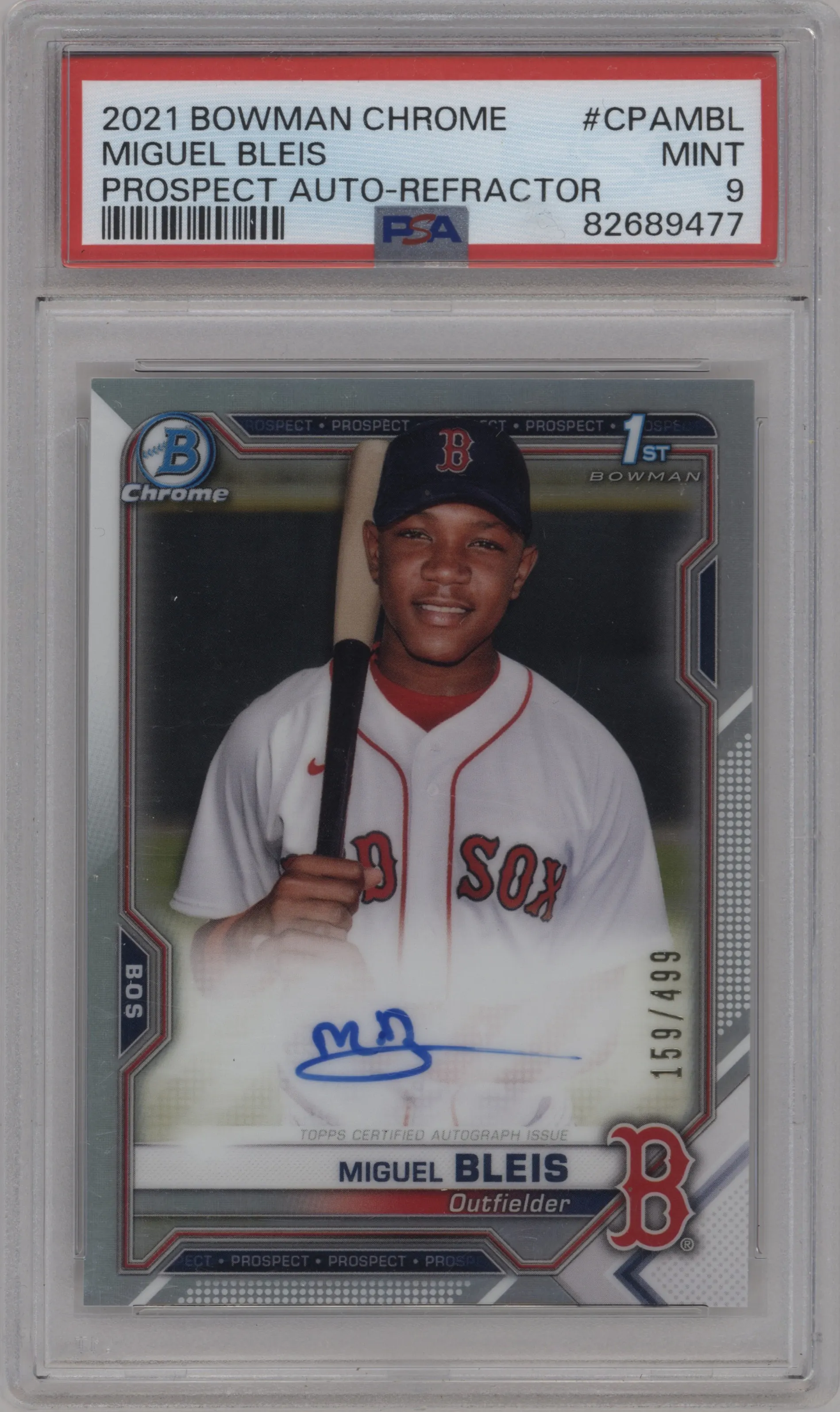 2021 Bowman Chrome Pros.Auto Miguel Bleis Refractor PSA 9