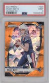 Drake Maye from the 2024 Panini Prizm set featuring a Orange Ice parallel graded by PSA and given an overall grade of 9.