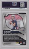 Drake Maye from the 2024 Panini Prizm set featuring a Orange Ice parallel graded by PSA and given an overall grade of 9.