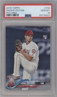 Shohei Ohtani from the 2018 Topps Series 2 set graded by PSA and given an overall grade of 10.