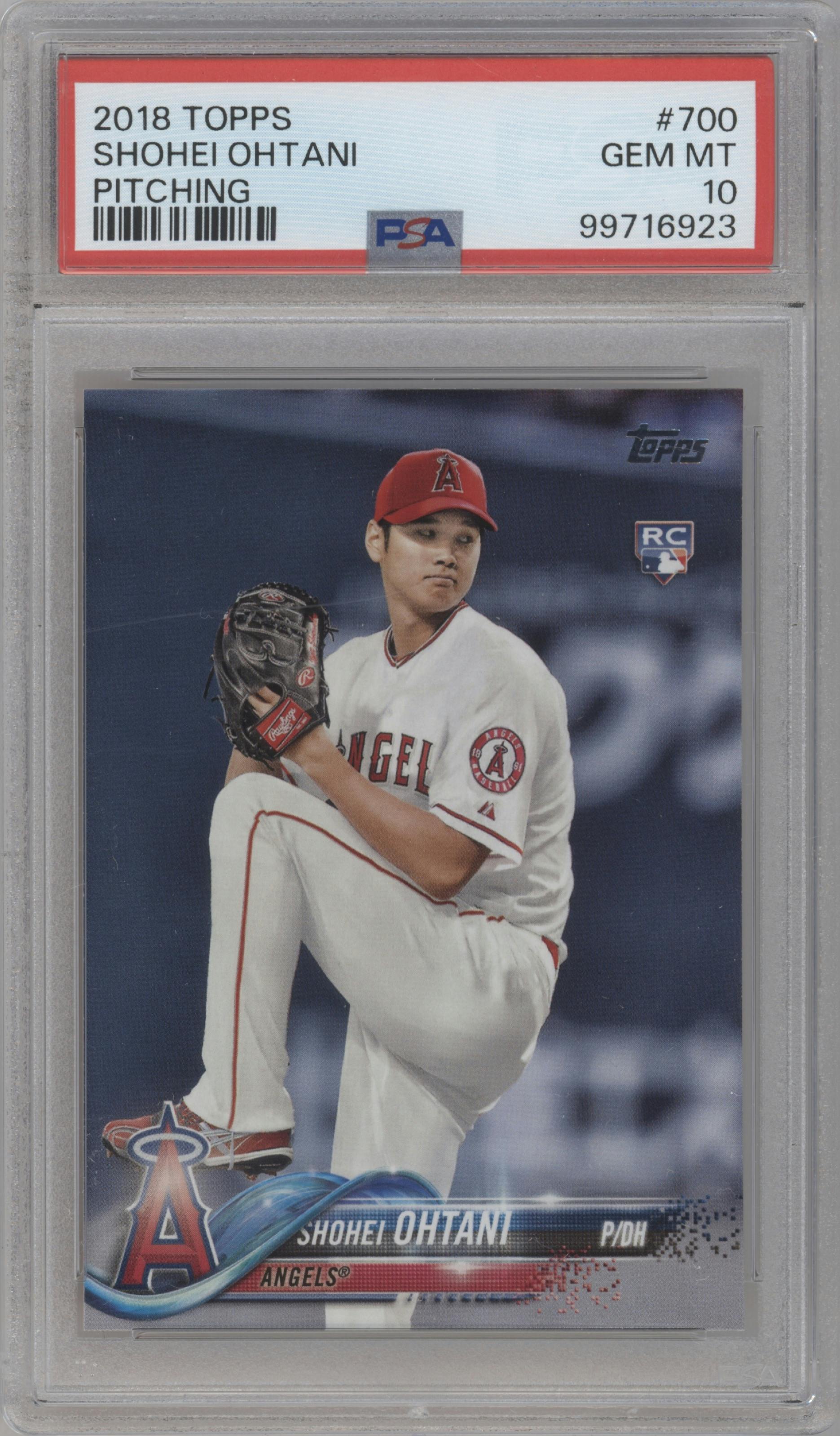 Shohei Ohtani from the 2018 Topps Series 2 set graded by PSA and given an overall grade of 10.
