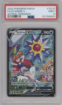 Starmie V from the 2022 Pokemon SWSH set graded by PSA and given an overall grade of 9.