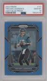 Trevor Lawrence  from the 2022 Panini Prizm set featuring a Light Blue Prizm parallel graded by PSA and given an overall grade of 10.