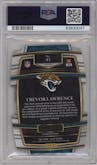 Trevor Lawrence from the 2021 Panini Select set featuring a Die-Cut Silver parallel graded by PSA and given an overall grade of 10.