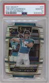 Trevor Lawrence from the 2021 Panini Select set featuring a Die-Cut Silver parallel graded by PSA and given an overall grade of 10.