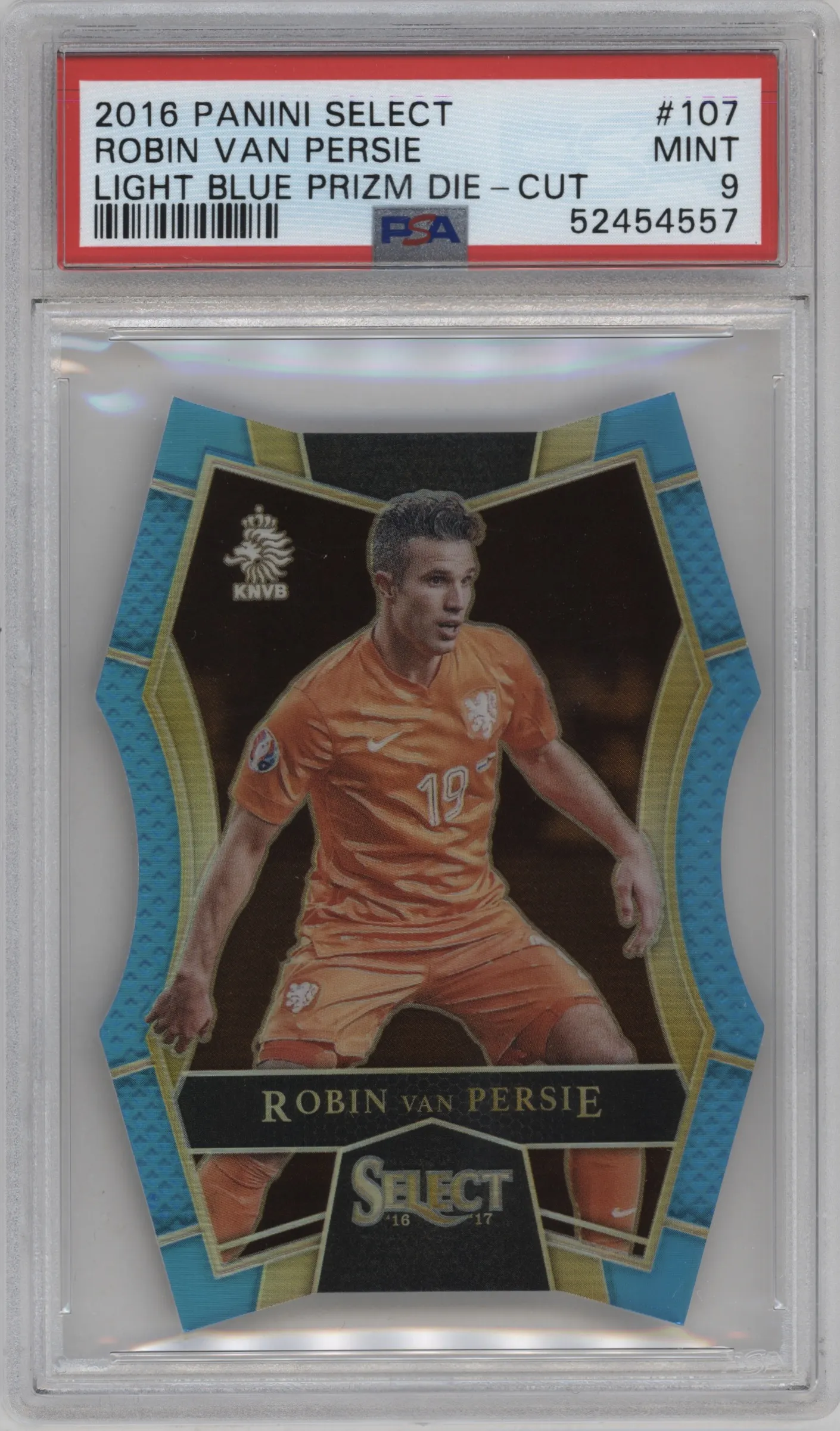 2016 Panini Select Mezzanine Robin van Persie Light Blue Die-Cut #107 PSA 9