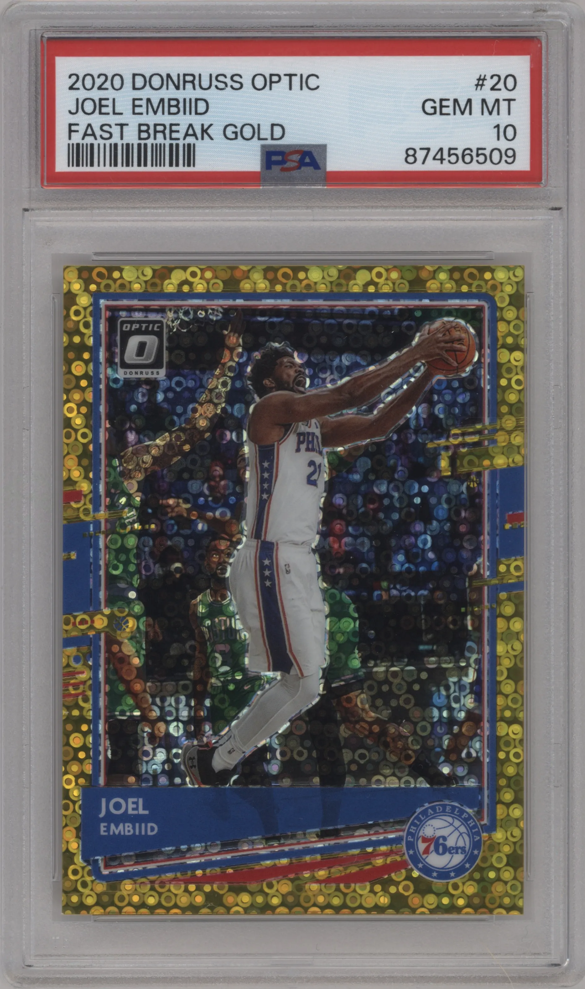 2020 Panini Donruss Optic Joel Embiid Fast Break Gold #20 PSA 10