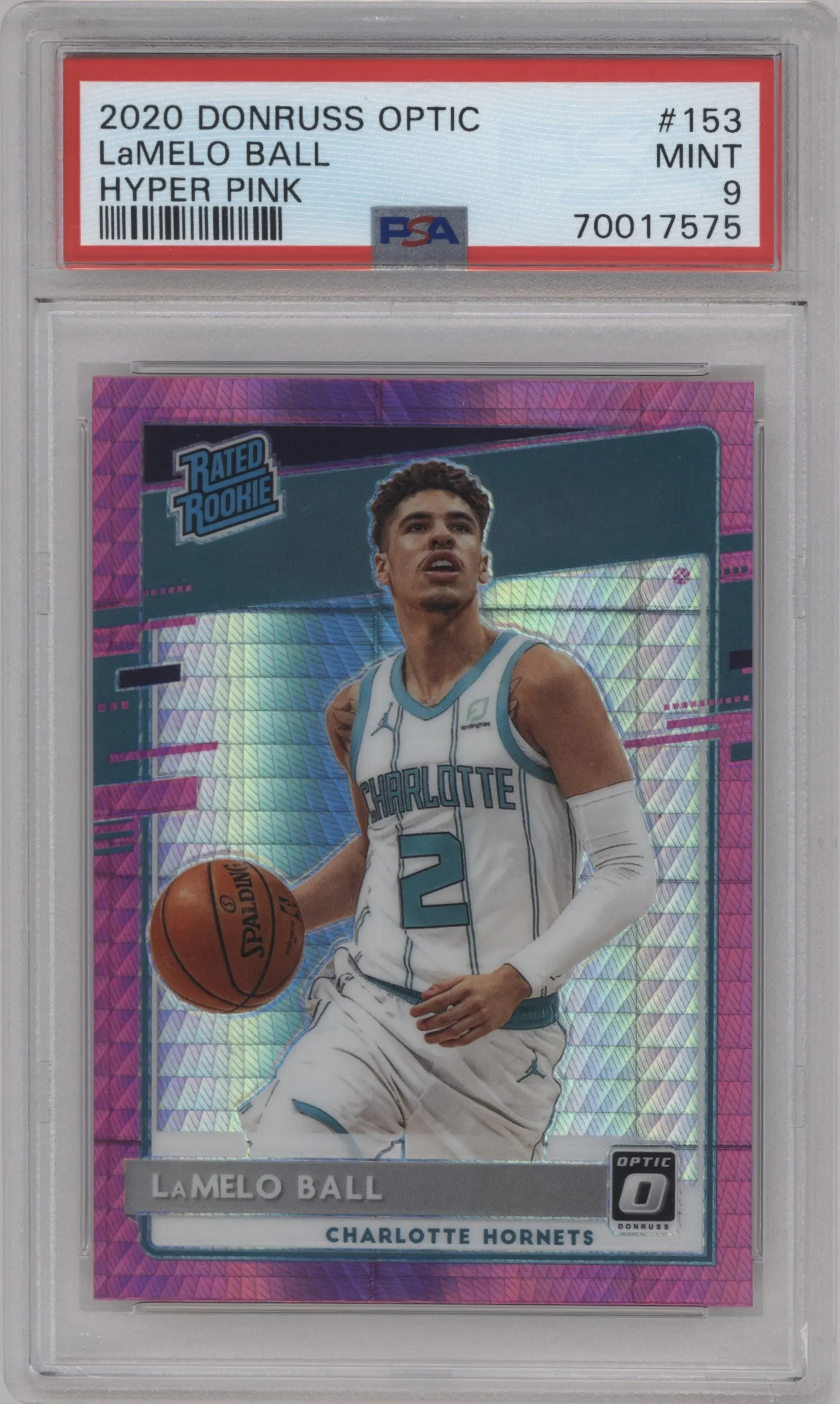 2020 Panini Donruss Optic Rated Rookie LaMelo Ball Hyper Pink PSA 9