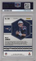 Mac Jones from the 2021 Panini Mosaic set featuring a Genesis parallel graded by PSA and given an overall grade of 10.