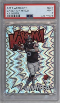 Baker Mayfield from the 2021 Panini Absolute set graded by PSA and given an overall grade of 9.