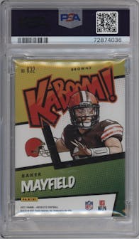 Baker Mayfield from the 2021 Panini Absolute set graded by PSA and given an overall grade of 9.