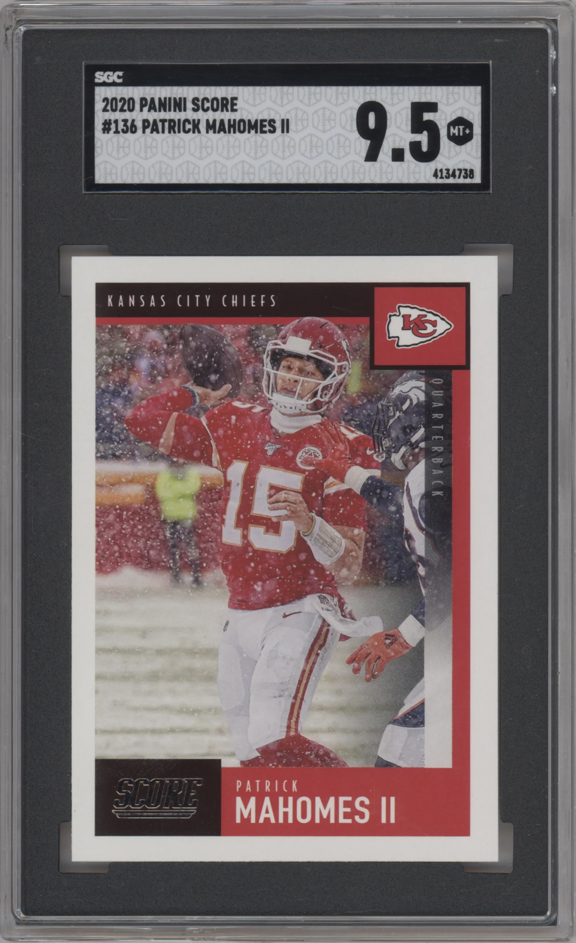 2020 Panini Score Patrick Mahomes II #136 SGC 9.5
