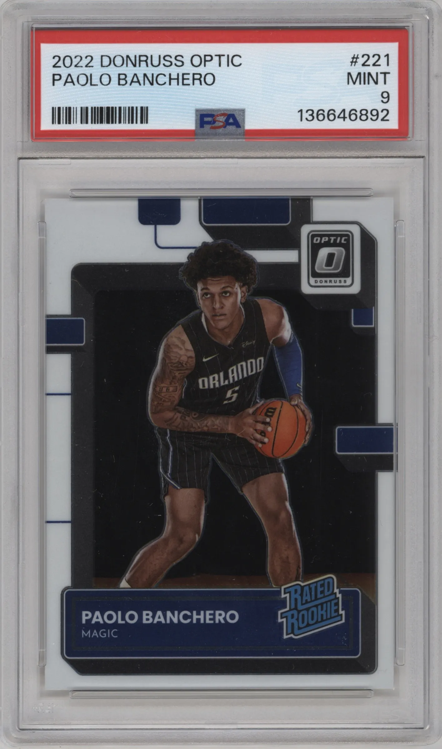 2022 Panini Donruss Optic Rated Rookie Paolo Banchero #221 PSA 9