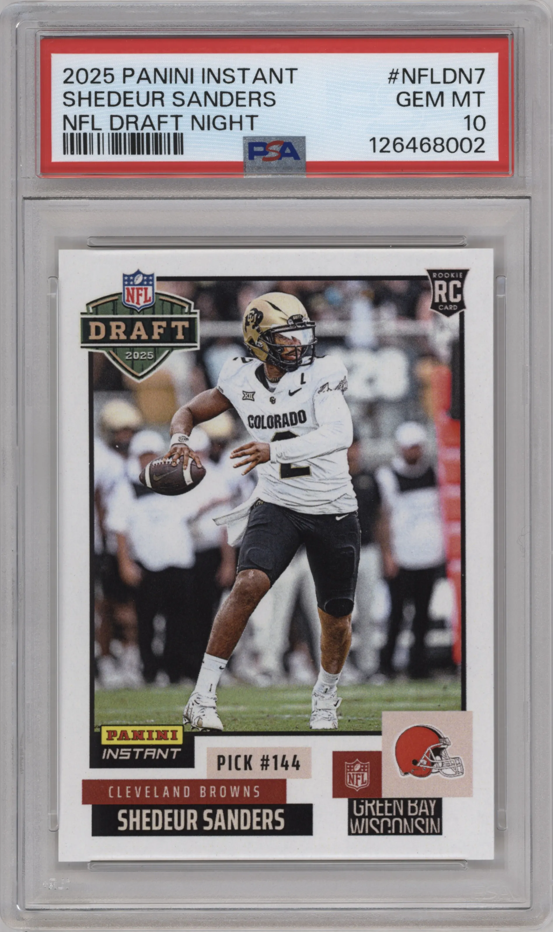 2025 Panini Instant NFL Draft Night Shedeur Sanders PSA 10