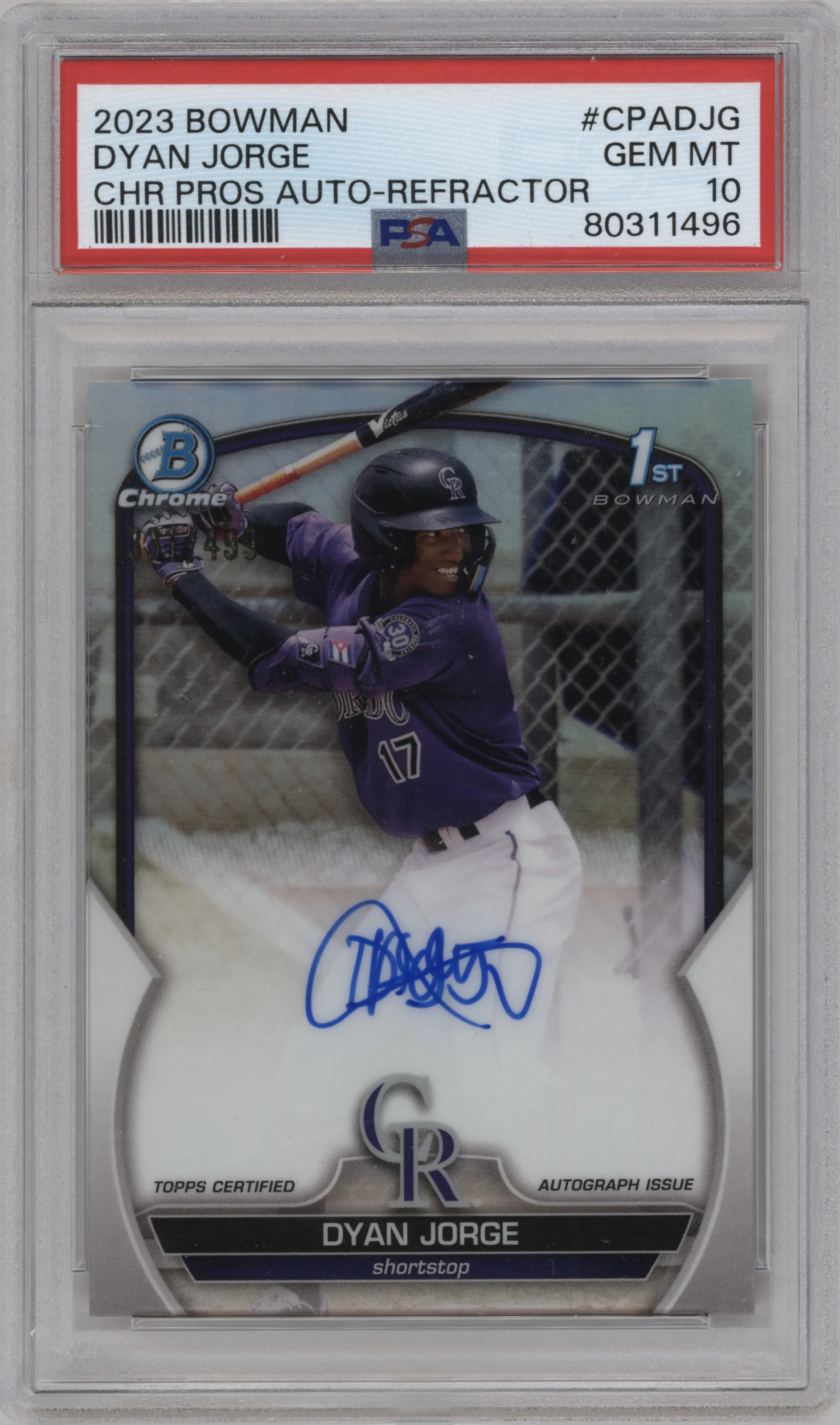 2023 Bowman Chr.Pros.Auto Dyan Jorge Refractor PSA 10